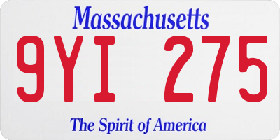 MA license plate 9YI275