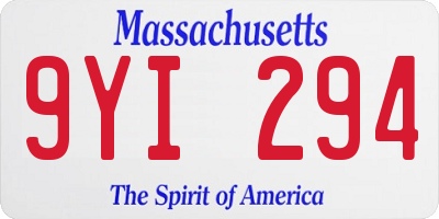 MA license plate 9YI294