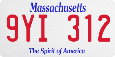 MA license plate 9YI312