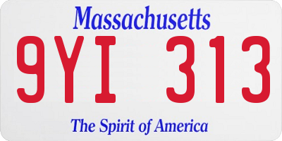 MA license plate 9YI313