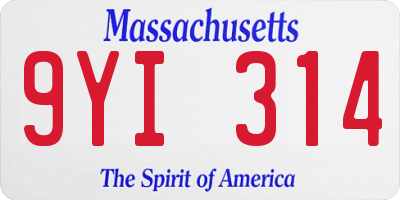 MA license plate 9YI314