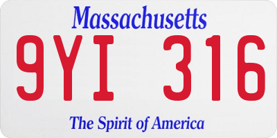 MA license plate 9YI316