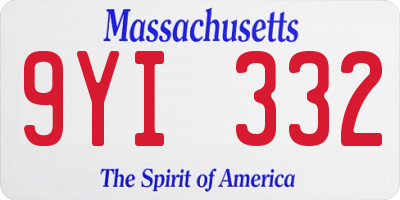 MA license plate 9YI332
