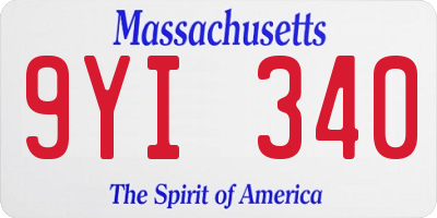 MA license plate 9YI340