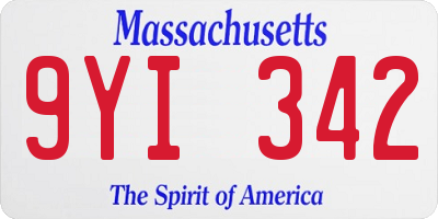 MA license plate 9YI342