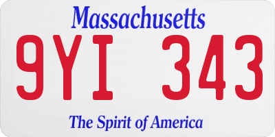 MA license plate 9YI343