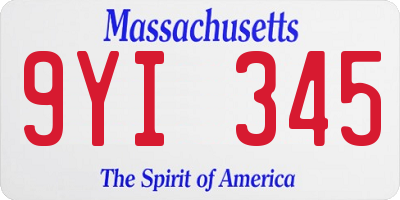 MA license plate 9YI345