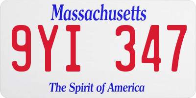 MA license plate 9YI347