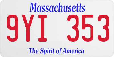 MA license plate 9YI353
