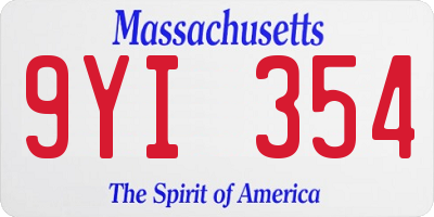 MA license plate 9YI354