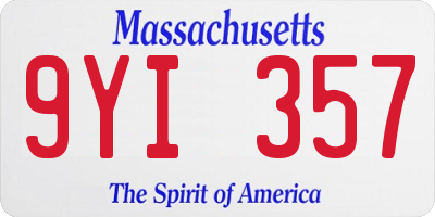 MA license plate 9YI357