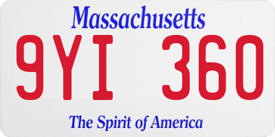 MA license plate 9YI360