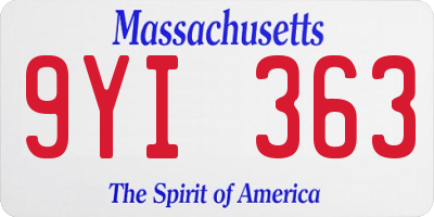 MA license plate 9YI363