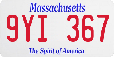 MA license plate 9YI367