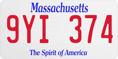 MA license plate 9YI374