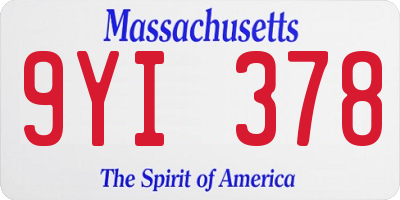 MA license plate 9YI378