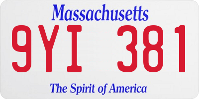 MA license plate 9YI381