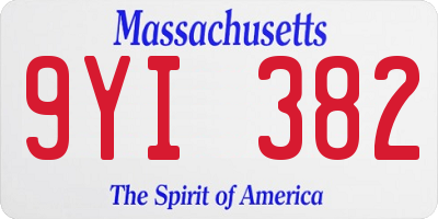 MA license plate 9YI382