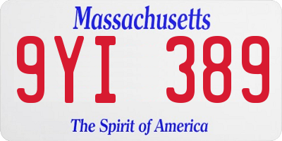 MA license plate 9YI389