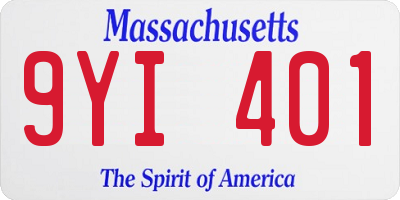 MA license plate 9YI401