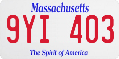 MA license plate 9YI403