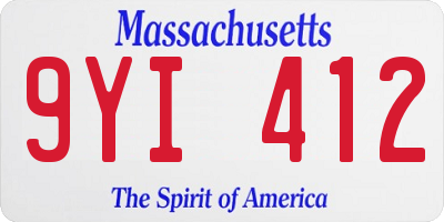 MA license plate 9YI412