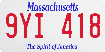 MA license plate 9YI418