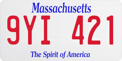 MA license plate 9YI421