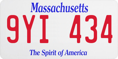 MA license plate 9YI434
