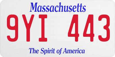 MA license plate 9YI443