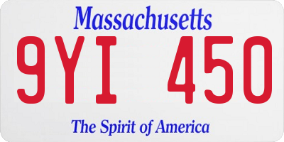 MA license plate 9YI450