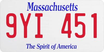 MA license plate 9YI451