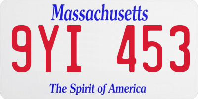 MA license plate 9YI453
