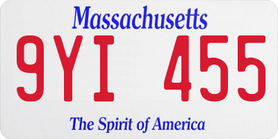 MA license plate 9YI455