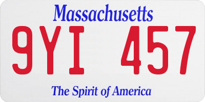 MA license plate 9YI457