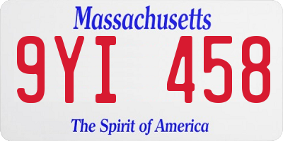 MA license plate 9YI458