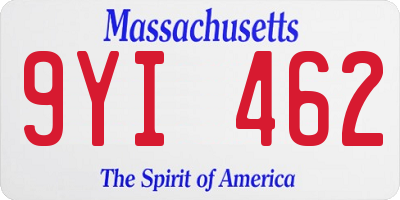 MA license plate 9YI462