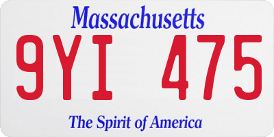 MA license plate 9YI475