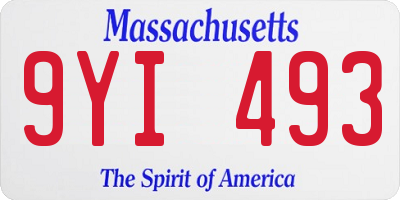 MA license plate 9YI493