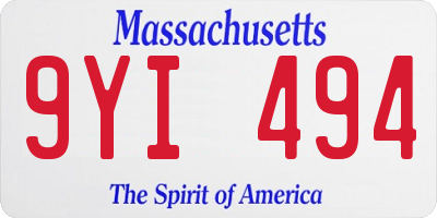 MA license plate 9YI494
