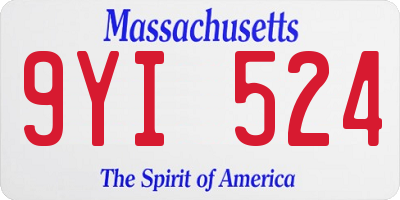 MA license plate 9YI524