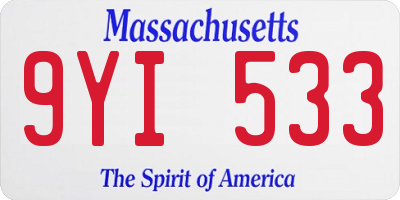 MA license plate 9YI533