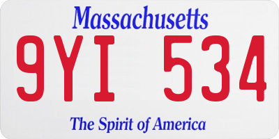 MA license plate 9YI534