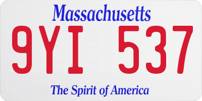 MA license plate 9YI537
