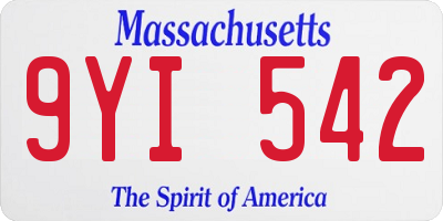 MA license plate 9YI542