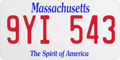 MA license plate 9YI543