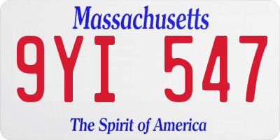MA license plate 9YI547