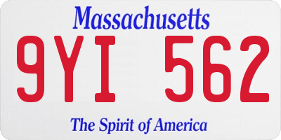 MA license plate 9YI562