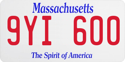 MA license plate 9YI600