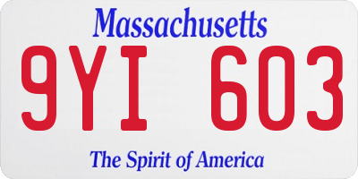 MA license plate 9YI603